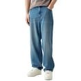 thumbnail image 2 of Loose Fit Jeans For Men Straight Leg Skater Low Rise Casual Stretch Denim Pants Streetwear Solid Color Travel Palazzo Pants Fall With Pocket, 2 of 4