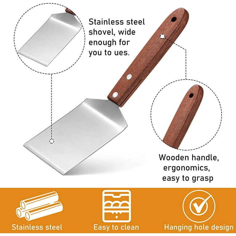 Mini SPATULA Stainless Steel with Wooden Handle Scraper Turner