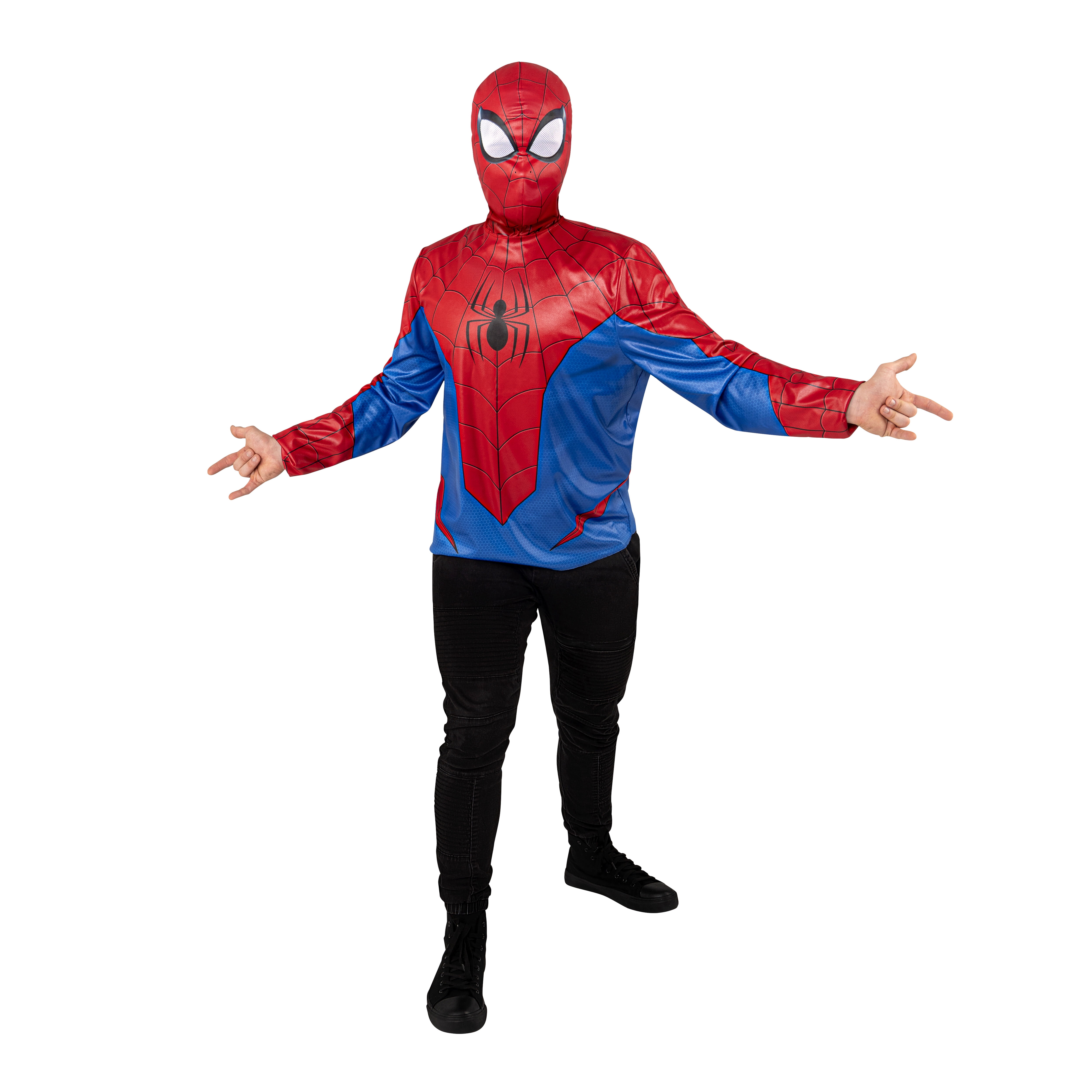 Marvel Spiderman Halloween Costume Top and Mask for Adults, Men's Size L/XL (36-42), by Jazwares