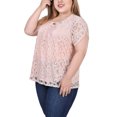 thumbnail image 2 of NY Collection Women's Plus Size Lace Petal Sleeve Top, 2 of 4