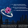 thumbnail image 2 of Gem Stone King 3.79 Ct Oval Pink Created Sapphire Blue Diamond 925 Sterling Silver Ring, 2 of 6