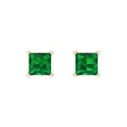 thumbnail image 3 of Clara Pucci 1.5Ct Emerald Princess Cut VVS1 Screw Back Stud 14k Solid hypoallergenic Gold Designer Earrings For May, 3 of 7