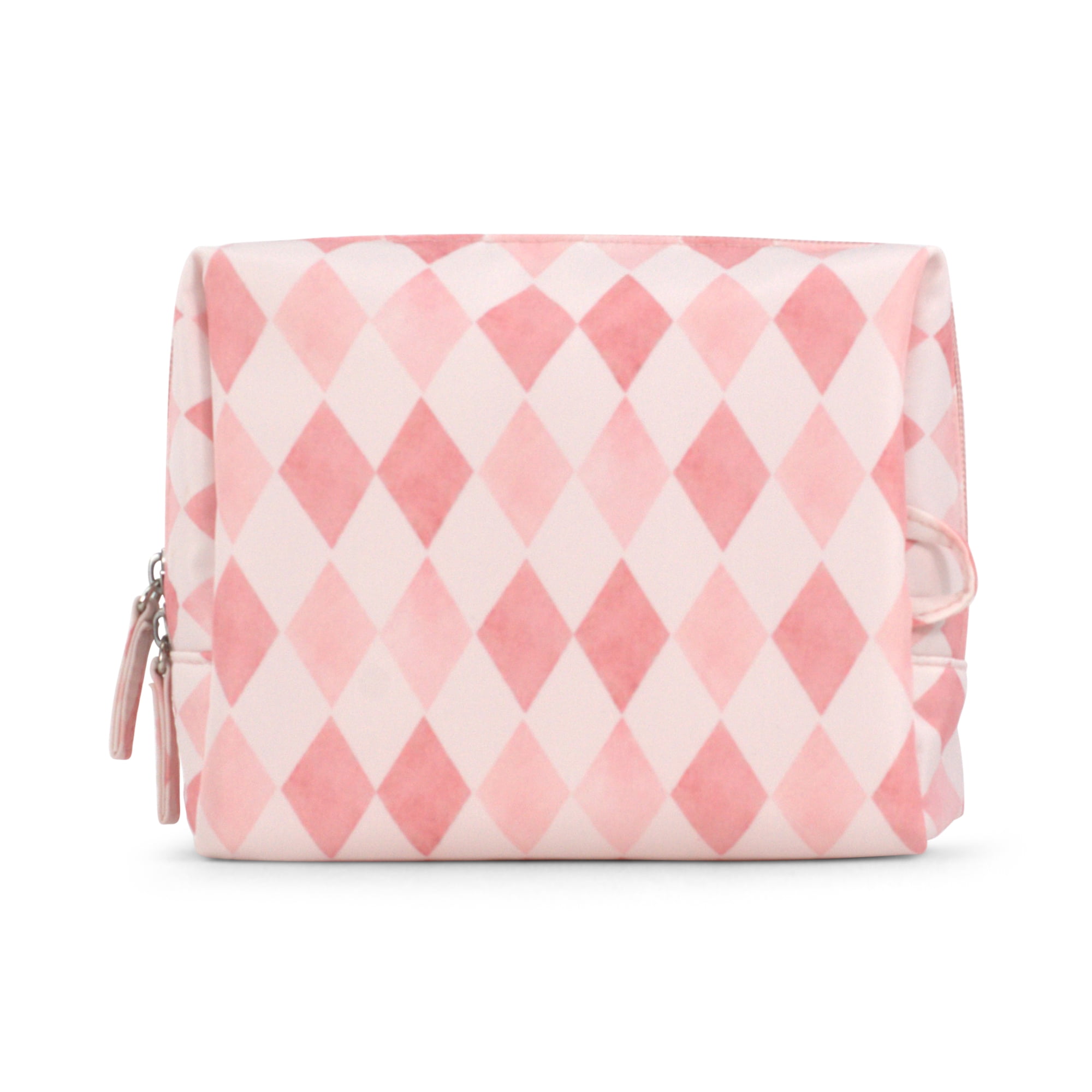 packlab Travel Makeup & Toiletry Cosmetic Bag, Pink Harlequin Organizer Pouch