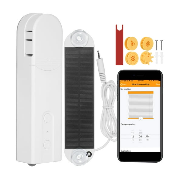 Yeacher Solar Powered BT Control Smart Blinds Drive Motor Tuya WiFi Motorized Chain Roller Voice Control Shade Shutter Drive Motor Work With Alexa Google Home Support Time Scene and Group Mode