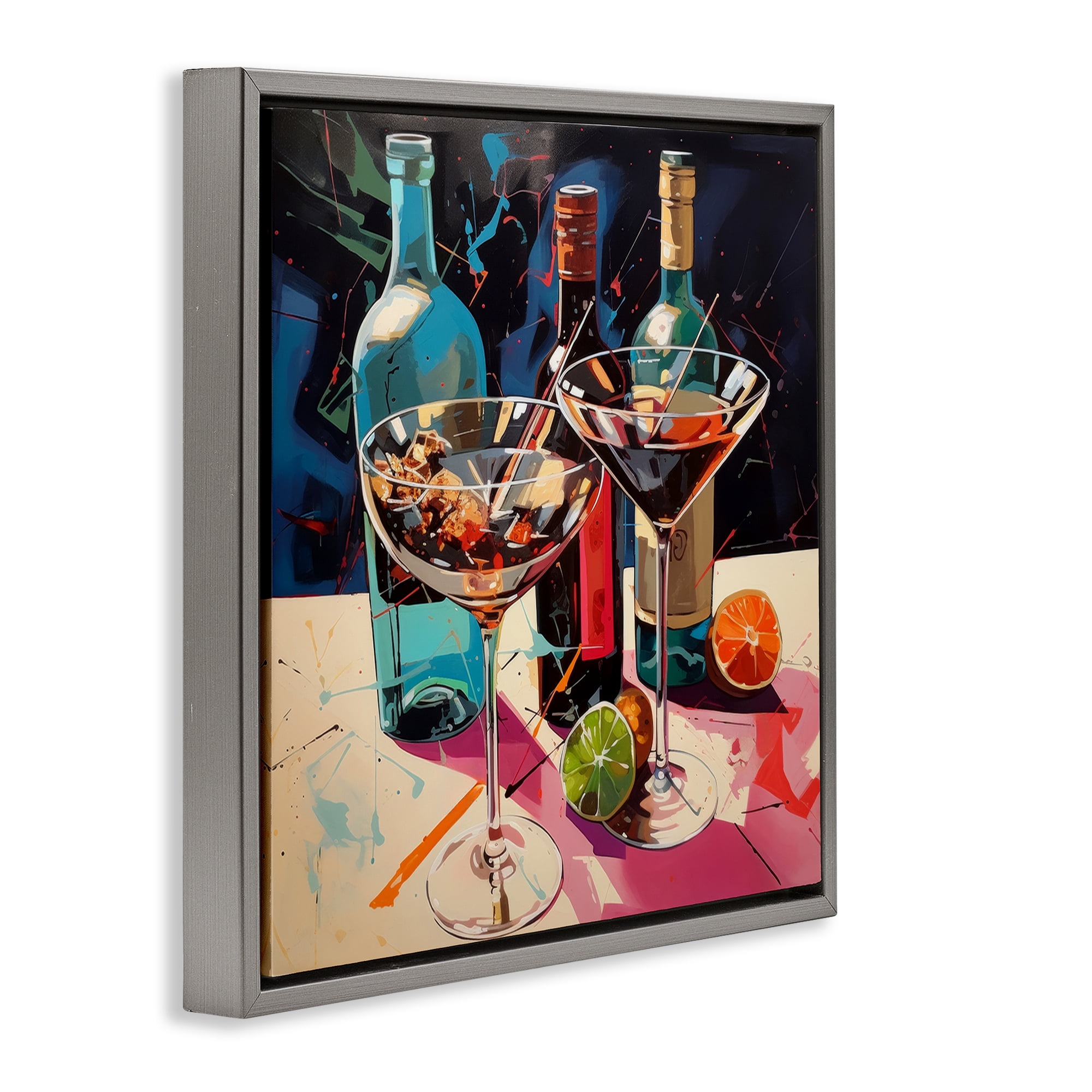 Stupell Industries Artsy Cocktails of Every Sip Gray Framed Floater Canvas Wall Art, design by Lazar Studio