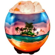 Himalayan CrystalLitez Himalayan Rock Salt Lamp in A Handcrafted and Unique Artisan Bowl,Natural Air Purifier and Aromatherapy Salt Lamp, Over 40 Glowing Designs To Choose From (Tropical Beach)