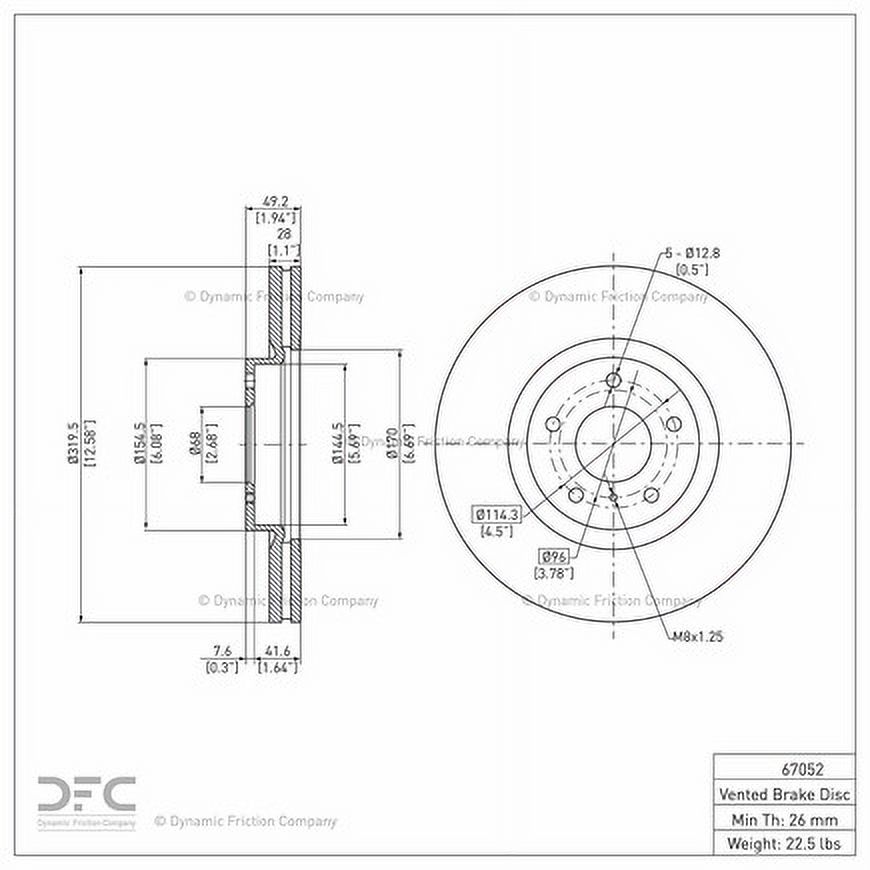 Front Dynamic Friction Company Disc Brake Rotor 600-67052 (1)