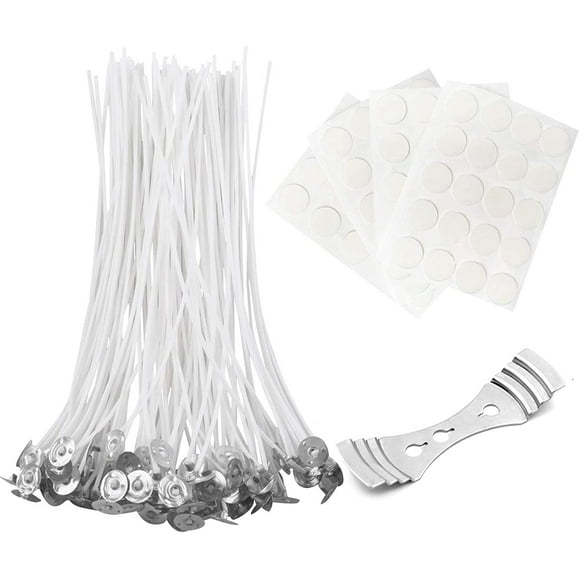 Candle Wick with Candle Wick Stickers and Candle Wick Centering Device,100 pcs for Candle Making