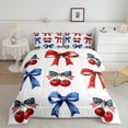 thumbnail image 3 of Feelyou Dreamy Ribbon Cherry Queen Comforter Set for Kids, American Flag Bowknot Bedding Sets, Fairy Tale Style Reversible Bedding Comforter Set, Breathable Home Decor, 3-Piece, 3 of 9
