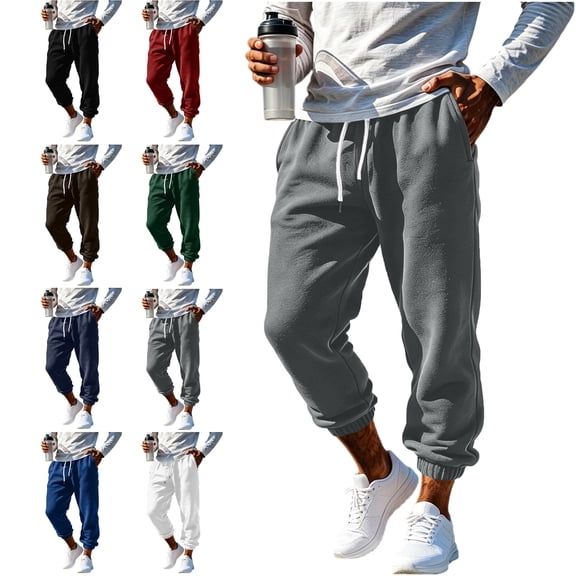 SYwaren Men's Tapered Sweatpants Elastic Waist Drawstring Joggers with Pockets Solid Color Casual Fashion