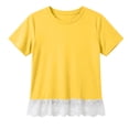 thumbnail image 3 of T-shirts à Manches Courtes pour Filles, Enfants, Mignon, Ourlet en Dentelle, Col Rond, Hauts d'Été, 3 of 7
