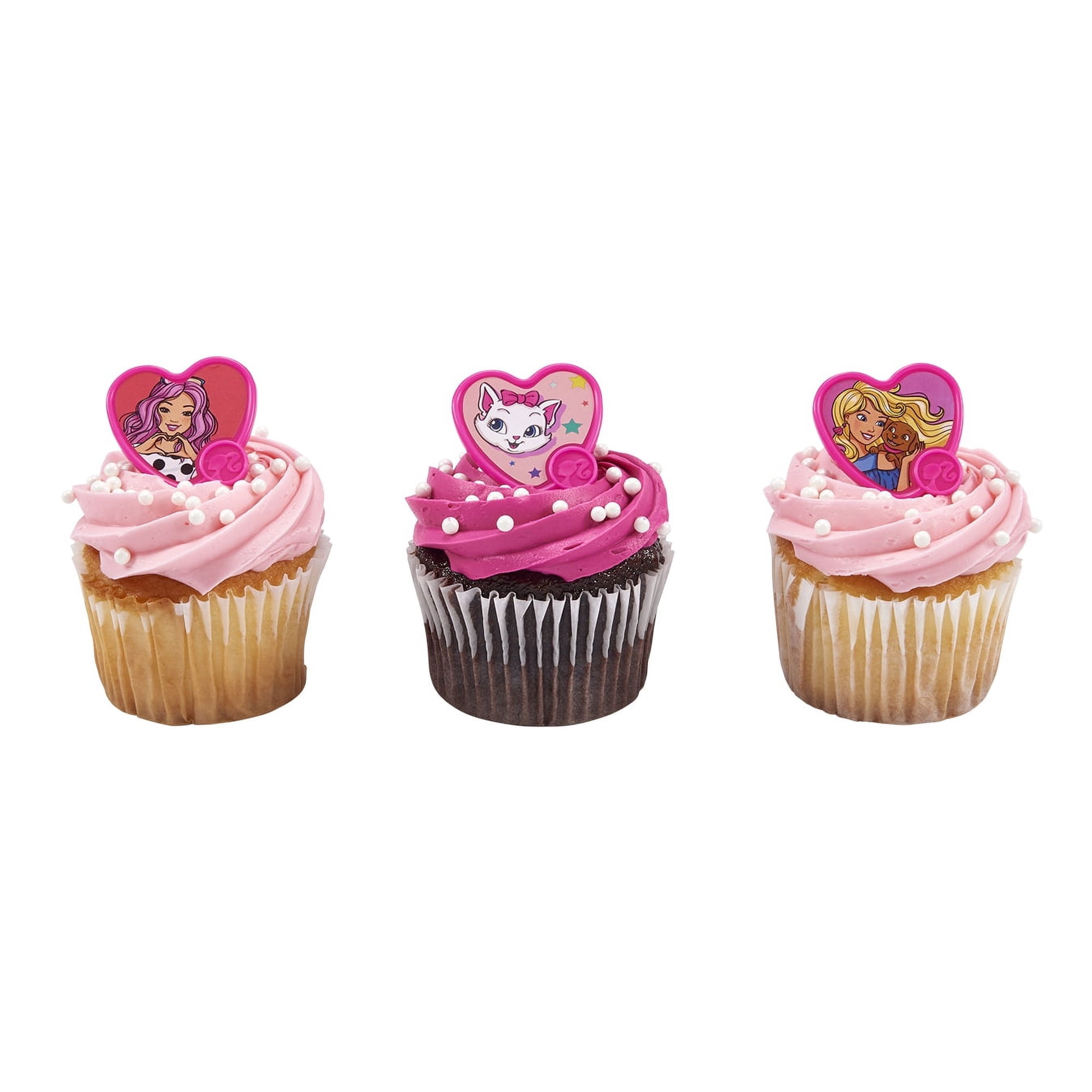 Custom Cakes Barbie Cupcakes, Pink & White, Vanilla Flavor, 12 Count