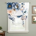 thumbnail image 2 of Vintage Blue Floral Tie Up Curtains for Windows, Adjustable Balloon Window Shades, Farmhouse Watercolor Flower Butterflies Kitchen Window Treatments Farmhouse Short Curtains with Rod Pocket 42"x45", 2 of 8