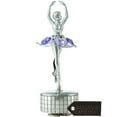 thumbnail image 2 of Chrome Plated Silver Ballet Dancer Wind-Up Music Box Memory Table Top Ornament w/ Purple Crystals, 2 of 4