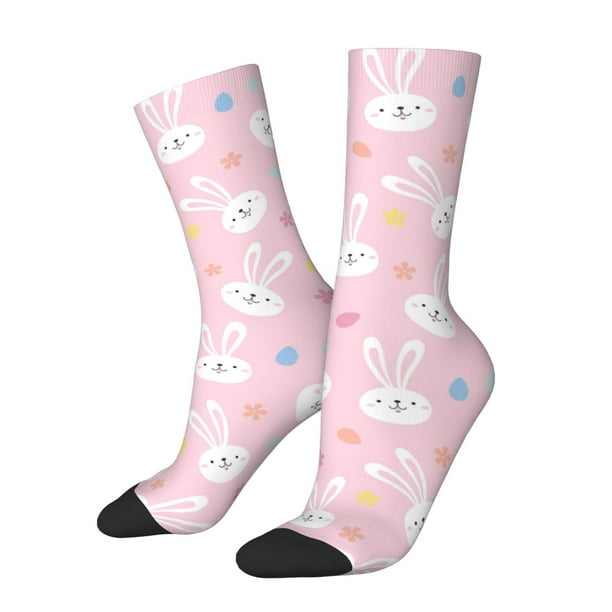 Balery Easter Cute Rabbit Calcetas Largas con Estampado para Hombre y Mujer – Suaves y Transpirables, Talla Única (US 5-11)