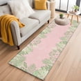 thumbnail image 3 of Runner Rug 2 x 6 Ft, Pink Leaves Washable Non-Slip Floor Mat for Kitchen Hallway/Entryway, Green Summer Botanical Pastoral Long Kitchen Runner Area Rugs for Living Room, Low-Profile, 3 of 7