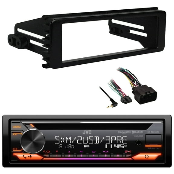 JVC KD-T925BTS Single DIN Bluetooth CD Player USB AUX AM/FM Radio Stereo SiriusXM Ready Amazon Alexa LED Illumination Car Audio Receiver, METRA 99-9600 1998-2013 Harley-Davidson Touring Single-DIN