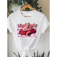 thumbnail image 2 of Valentine's Day Love Cartoon Car Print T-Shirt - Women's Short Sleeve Crew Neck Casual Top for Spring & Summer, 100% Cotton Tee For Adult, Men, Women, Teen, Teenager, Adolescent, Youth, 2 of 5