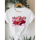 thumbnail image 2 of Valentine's Day Love Cartoon Car Print T-Shirt - Women's Short Sleeve Crew Neck Casual Top for Spring & Summer, 100% Cotton Tee For Adult, Men, Women, Teen, Teenager, Adolescent, Youth, 2 of 5