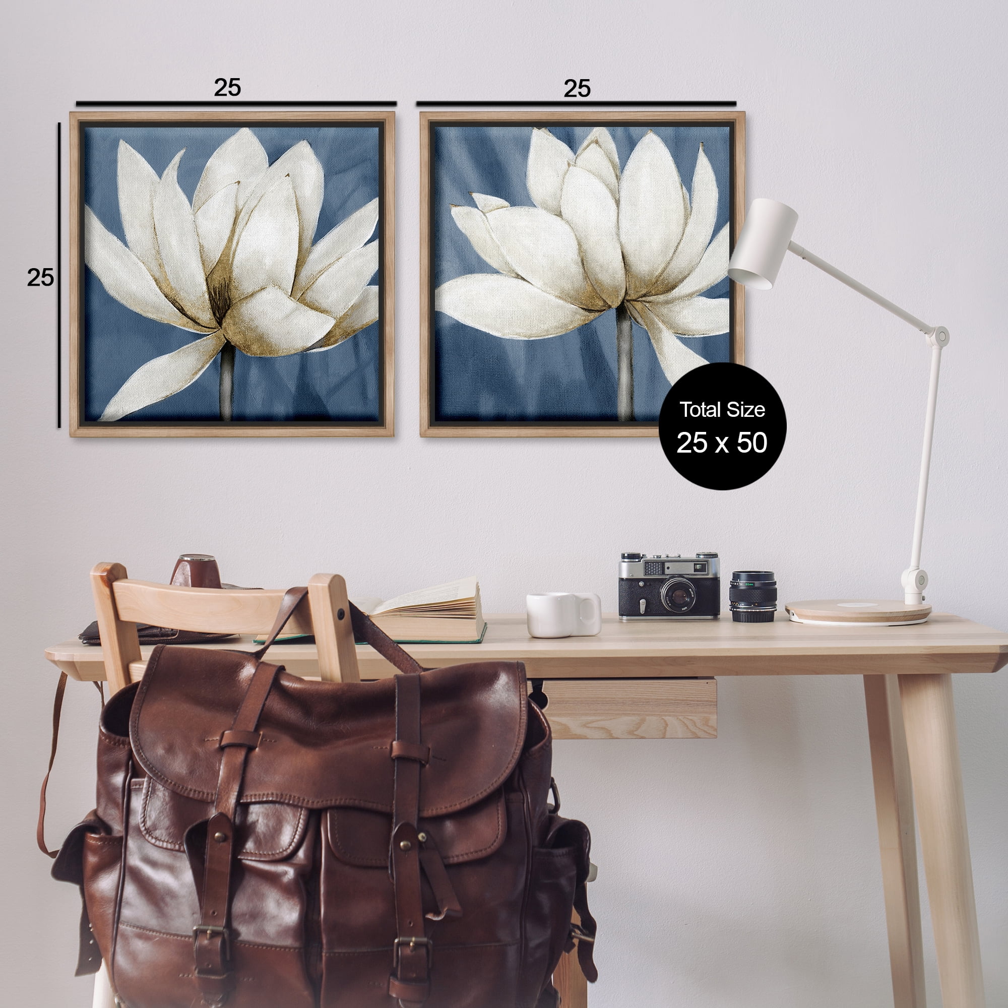 Stupell Industries Traditional Floral Falling Petals Plants & Flowers Painting Brown Floater Framed Canvas Art Print Wall Art, 25 x 25, Set of 2