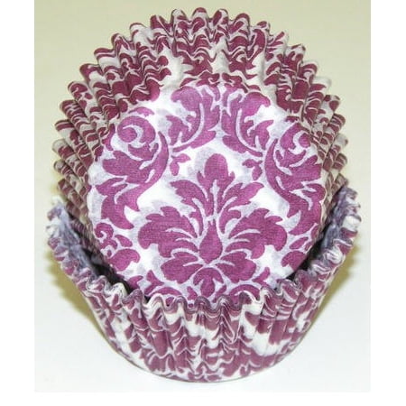Damask Cupcake - Purple and White Damask Cupcake Liners - Baking Cups -50pack
