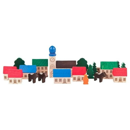 UPC: 0821692050162 | Dregeno Wooden Toy – Mountain Village – 3.5 H x 4.5 W x 4.5 D