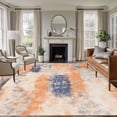 thumbnail image 3 of Orange Blue Area Rug 5x7 FT, Non Slip Bedroom Throw Carpet, Minimalist Smear Abstract Art Painting Washable Soft Floor Carpet Non-Shedding Rug for Dining Room Bedside Classroom Desk, 3 of 9