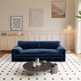 thumbnail image 5 of 66" Queen Convertible Sleeper Loveseat with Side Storage in Blue Velvet, 5 of 10