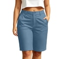 thumbnail image 2 of hoksml Women's Bermuda Chino Shorts - Stretch Fabric with Button Closure and Pockets, Casual Work Shorts, 2 of 6