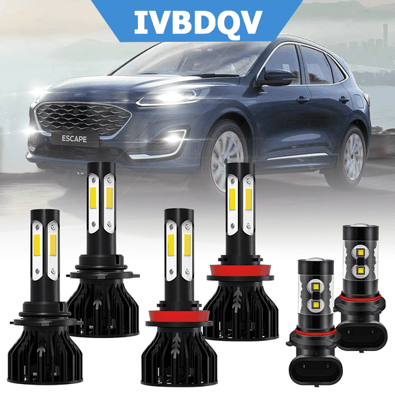 For Ford Escape 2013-2016 LED Headlights Combo 9005 High H11 Low Beam 9145 Fog Light Kits 6Pcs 6000K White