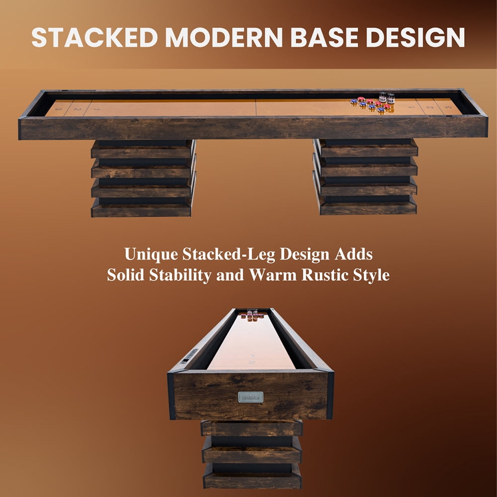 Barrington Billiards 12 ft. Ashford Shuffleboard with Buffet Top, Layered Wood Base Design