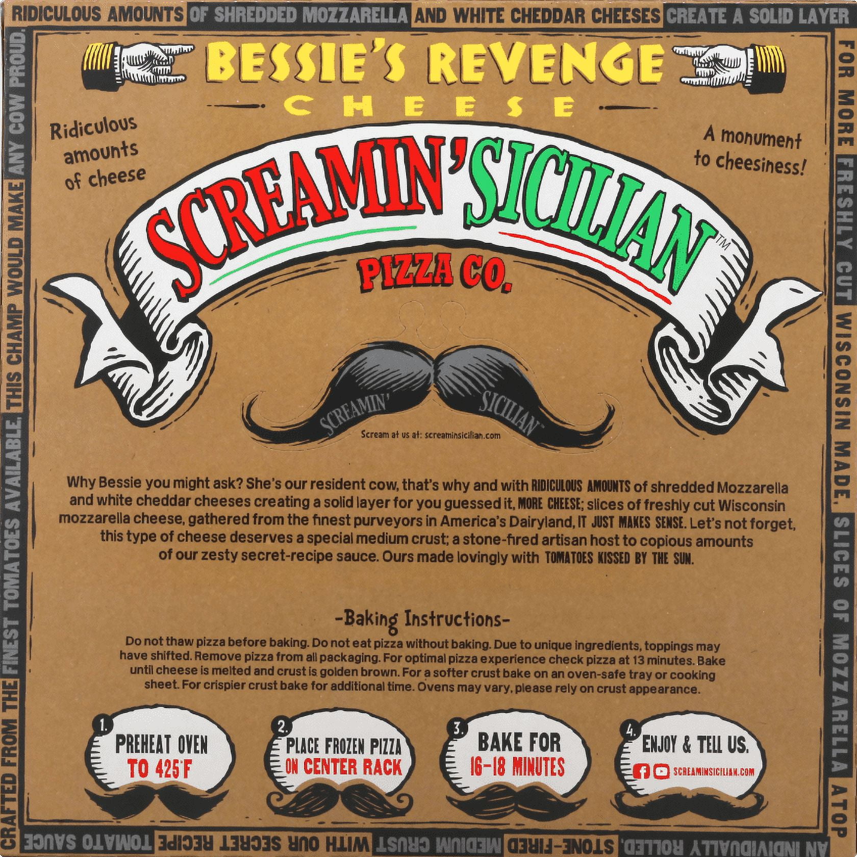 Screamin' Sicilian Original Pizzeria Crust Bessie's Revenge Frozen Cheese Pizza, 20.8 oz