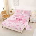 thumbnail image 2 of Erosebridal Kawaii Pink Ribbon Bowknot Girl Bed Sheets 4pcs,Teens Kids Love Heart Letter Monogrammed B King Sheets, 2 of 5