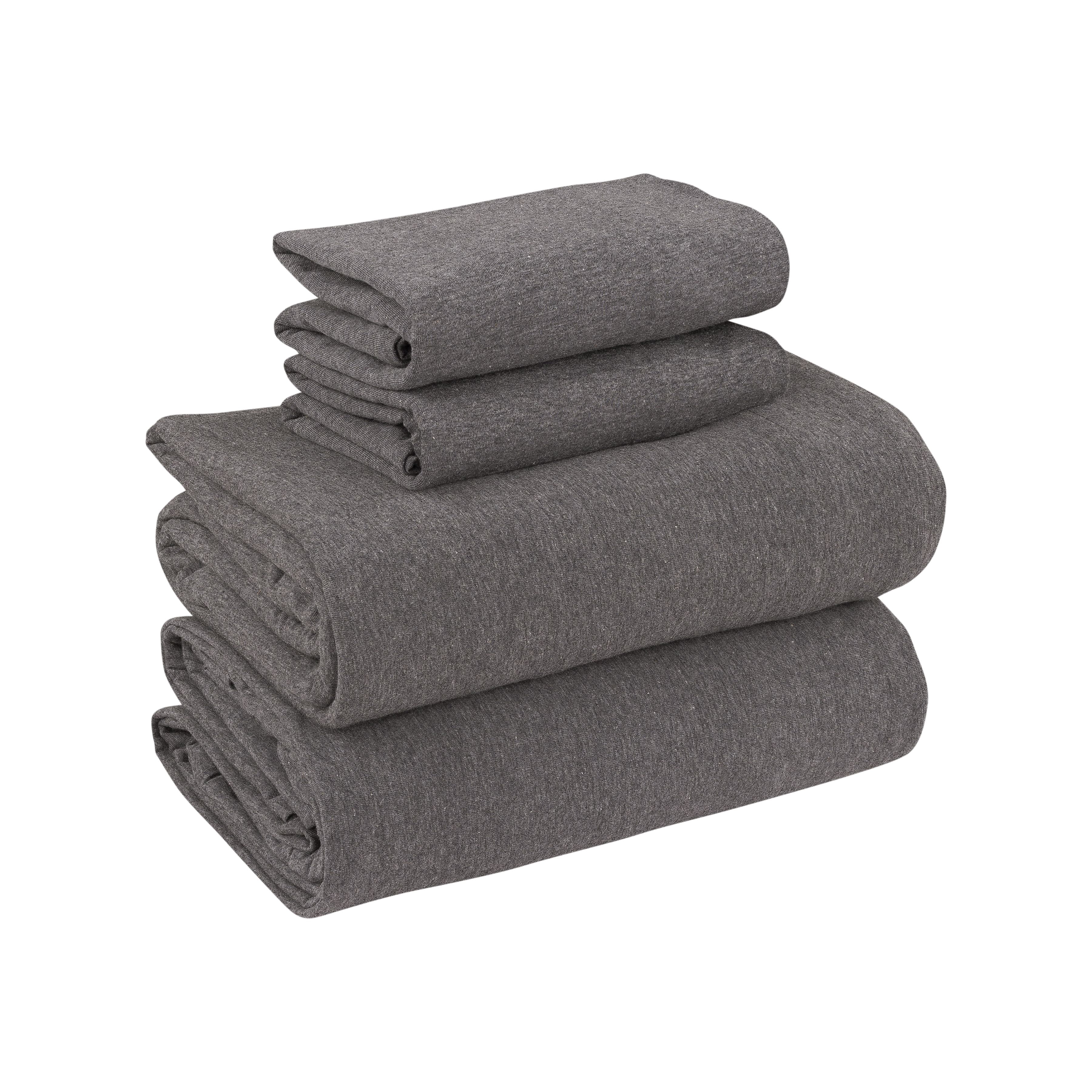 Mainstays Extra Soft Jersey Bed Sheet Set, Twin/Twin XL, Grey Heather, 3 Pieces