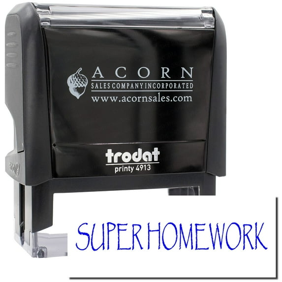 Large Self-Inking Super Homework Stamp, Trodat Printy 4913, Press and Print Stamping, Impression Size 7/8" x 2-1/4", Up to 10,000 Impressions - Blue Ink