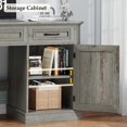 thumbnail image 4 of Vabches 47" Executive Desk with Charging Station and Storage, Farmhouse Wood Computer Desk with 2 Drawers & 1 Cabinet for Home Office, 4 of 7