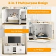 thumbnail image 3 of Cat Litter Box Furniture Double Enclosure, 55" Wooden Hidden Litter Box Cabinet with Barn Doors and Dual Rooms for 2 Cats, 3 of 9