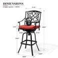 thumbnail image 5 of Crestlive Products Outdoor Swivel Bar Stools with Sunbrella Cushion Set of 2, 350LBS Capacity All-Weather Patio Bar Chair with Armrests & Footrest for Deck, Backyard, Balcony (Red), 5 of 7