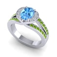 thumbnail image 2 of 2.35 Carat Oval Cut Blue Topaz & Peridot Gemstone Unique Engagement Ring for Ladies Solid 14K White Gold Size 4.5 by Diamond-Capitals, 2 of 8