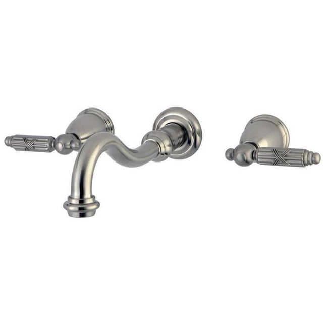 Kingston Brass KS3128GL Robinet d'Évier Mural 8 Po. avec Poignée, Nickel Satiné