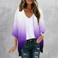 thumbnail image 2 of Ashirexll Cardigan for Women, Summer Fall Plus Size Gradient Soft Casual Mid Sleeve Jacket Cardigan Swimsuit Cover Up Purple A L, 2 of 5