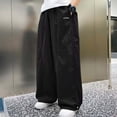 thumbnail image 2 of CONROSES Kids Boys Casual Pants Wide Leg Baggy Pant for Child Solid Elastic Waist Summer Breathable Jogger Trousers with Pockets, 2 of 5