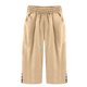 thumbnail image 4 of Capri Pantalones para Mujeres Casual Verano Color Sólido Lino, Bolsillos Cintura Elástica Pantalones Cortos Ligeros, 4 of 4