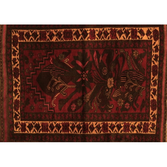 Ahgly Company Indoor Rectangle Persian Orange Traditional Area Rugs, 7' x 10'