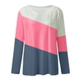 thumbnail image 4 of Women Long Sleeve Shirts Trendy Color Block Round Neck Pullover Tee Tops Stretch Comfy Classic Fit Workout Casual Blouses, 4 of 4