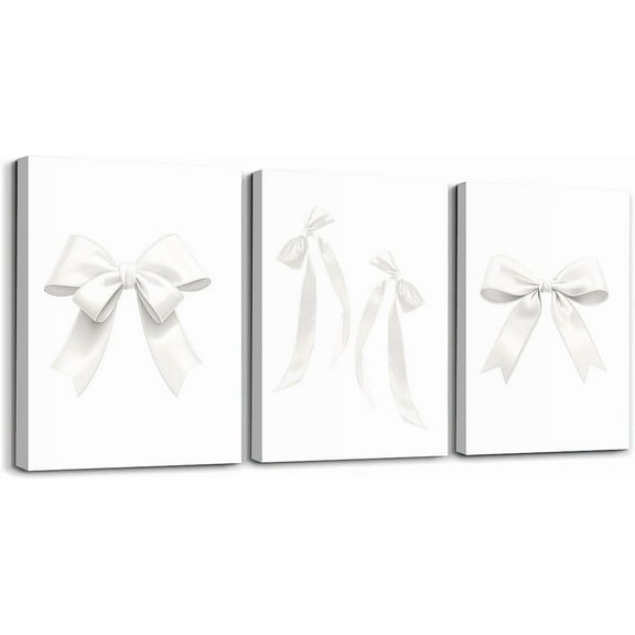 Hieng Blue Bow Canvas Wall Art for Living Room Bedroom for Kids Boys Girls Cute Bowknot Picture Wall Decor for Home Decor Bathroom for Kidspcs Kawaii Office Decorations Artwork Posters