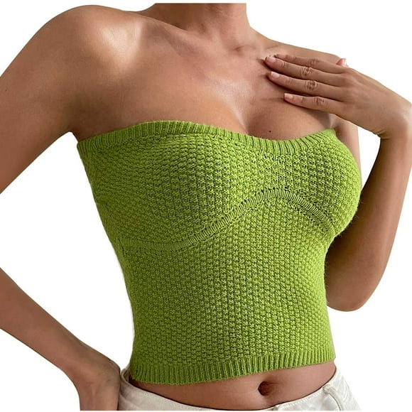 Yuyuzo Women Summer Tube Top Strapless Crop Tops Sleeveless Ribbed Knit Tank Tops