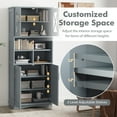 thumbnail image 5 of Giantex 57" Tall Bathroom Cabinet, Freestanding Storage Cabinet w/crylic Doors & Adjustable Shelves, Gray, 5 of 9