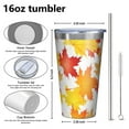 thumbnail image 4 of 16oz Tumblers Autumn Fall Leaves Pattern Stainless Steel Vacuum Insulated Double Wall Travel Tumbler Cups Mug with Lid and Straw,Cleaning Brush for Coffee,Tea, 4 of 4