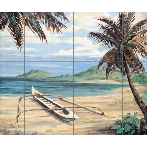 Tile Mural Kitchen Backsplash - Outrigger Cove - by Paul Brent